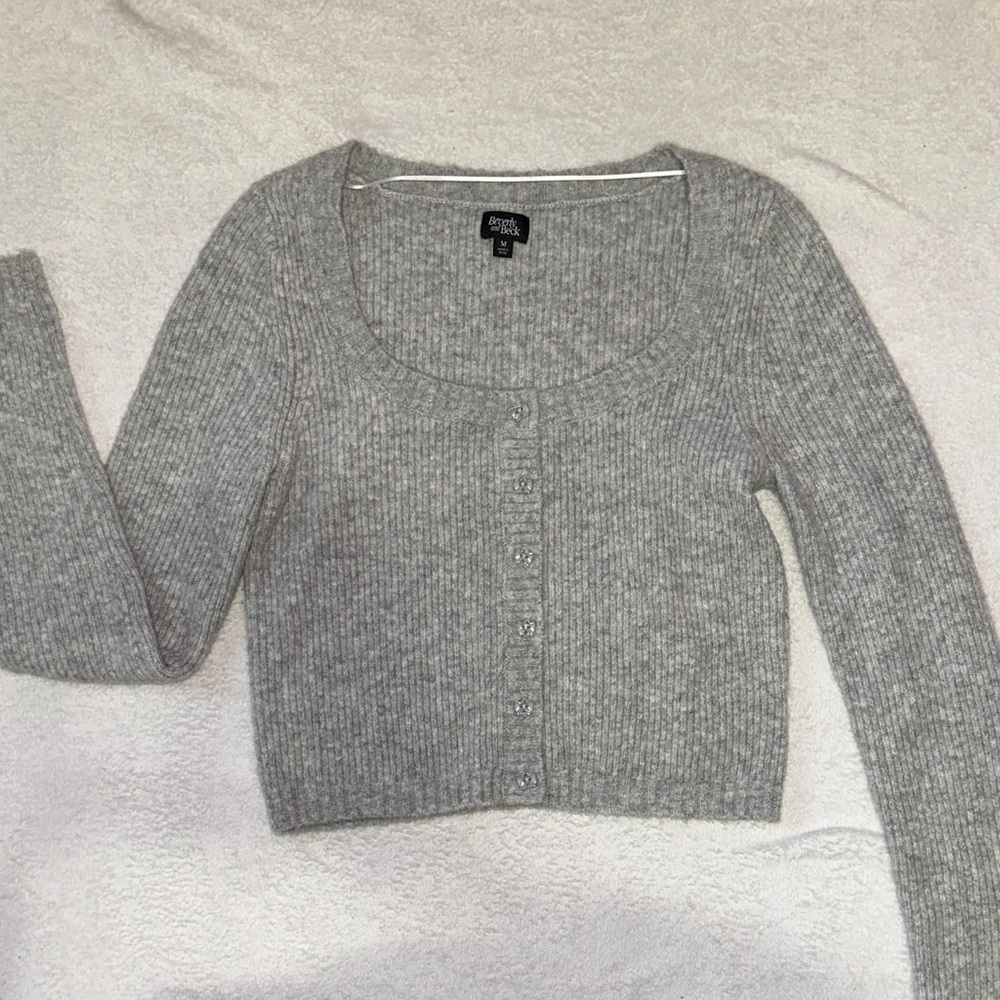 PacSun Light Gray Ribbed Cardigan